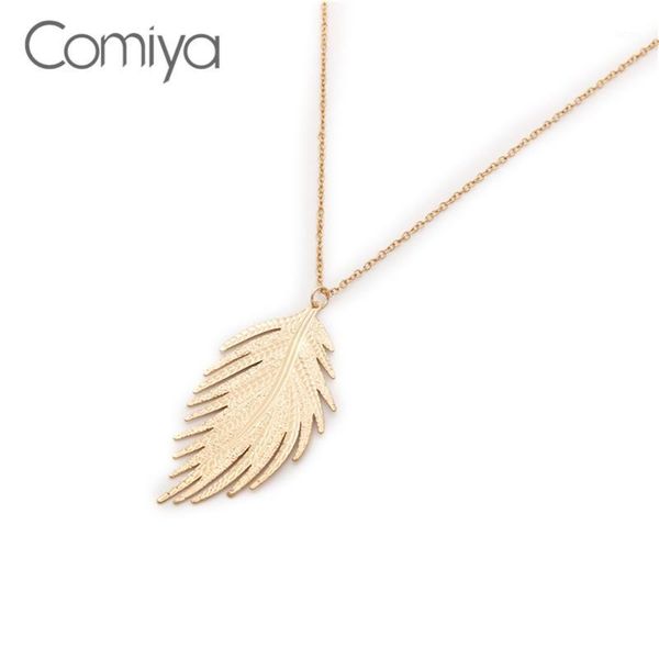 

comiya designer fashion necklace for women gold color leaf pattern zinc alloy big pendant necklaces jewelry1, Silver