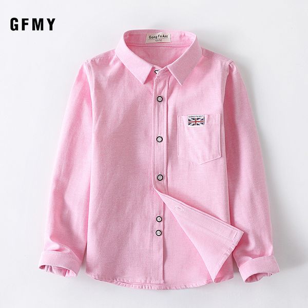 

spring british style solid color black pink boys shirts blue white school shirt school uniforms 12t big children's shirts lj200812, White;black