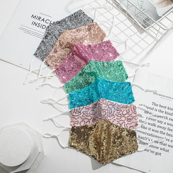 

glitter sequin mouth face cover mask fashion washable bling anti-dust soft outdoor women girl cycling masks 4266fin stock124455
