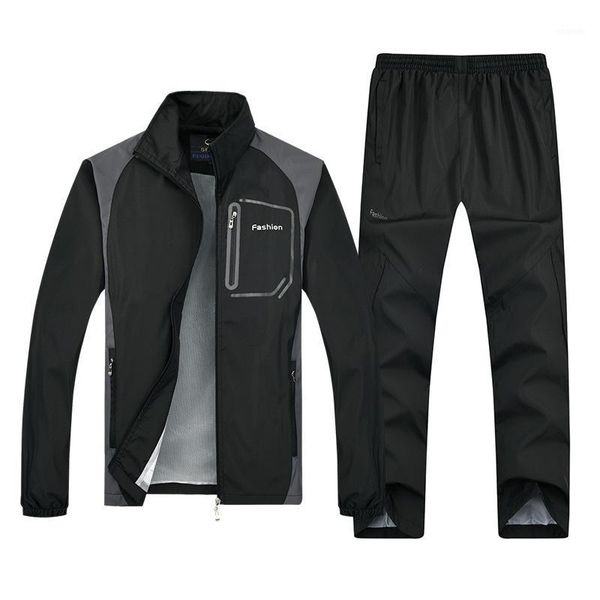 

running sets men's casual tracksuit long sleeve full-zip jogging athletic sweat suits set sports sportswear1, Black;blue