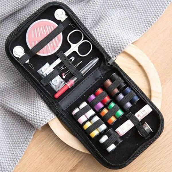 

1 set portable household sewing kit box diy embroidery handwork tool needles thread scissor set home supplies travel accessories1, Black