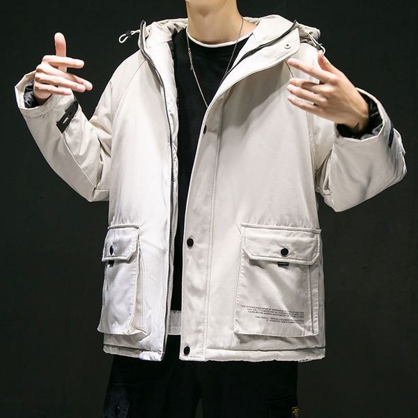 

winter pilot men with hoodie 2021 new youth wild nice cotton jacket afjw, Black