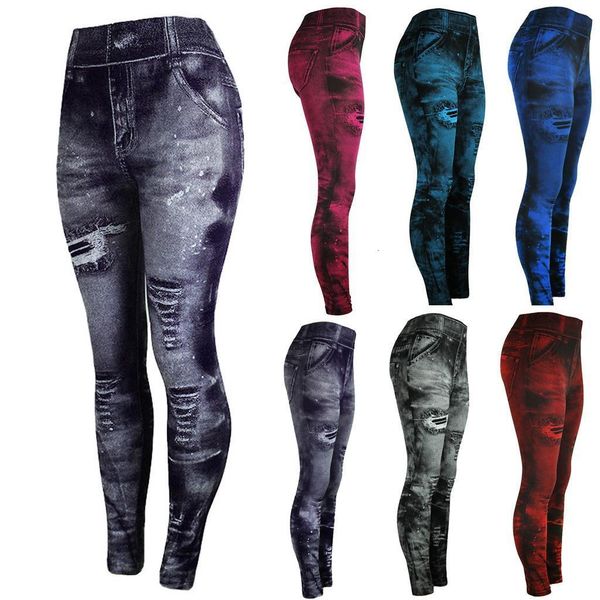 

40# leggings women's jeans bottom pants coloured hip-up super bomb slim nine-minute pants high waist seamless legging, Black