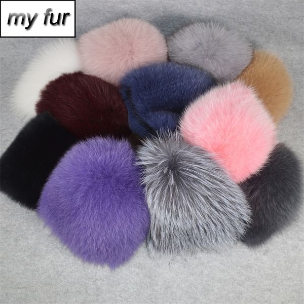 

new women winter real fox fur hat elastic warm soft fluffy genuine fox fur cap luxurious quality real fox fur bomber hats y200102, Blue;gray