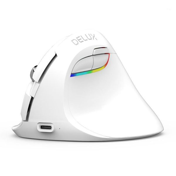 

delux m618 mini ergonomic mouse wireless vertical mouse white bluetooth 2.4ghz rgb rechargeable silent click mice for office1