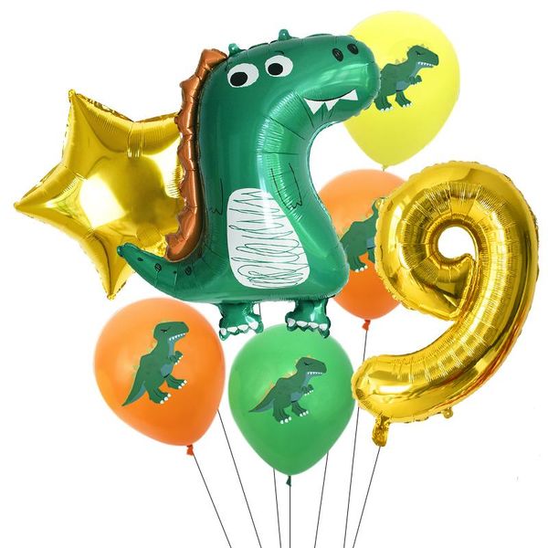 

7шт dinosaur party balloon динозавр день рождения дети партия фольга количество шаров джунгли birthday party украшения globos sqcneu bbgargd