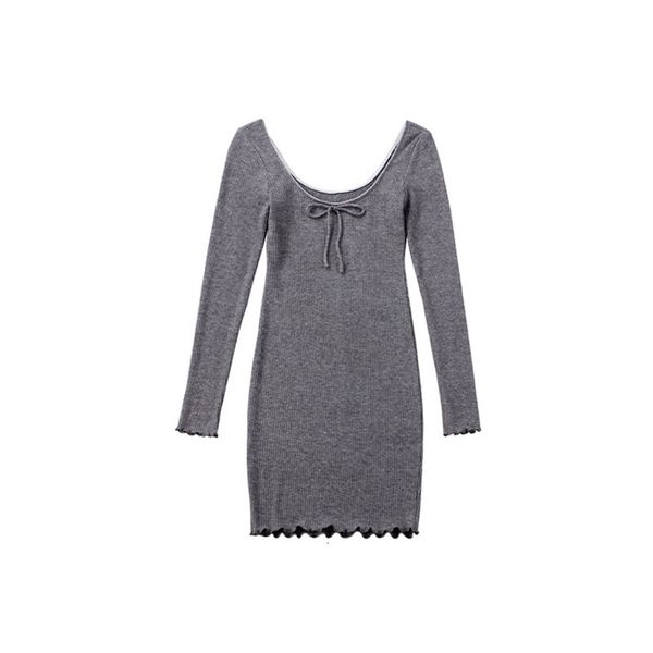 

2021 new le palais vintage original high-elastic winter tight streetwear simple gray square female collar knitted er1n, Black;gray