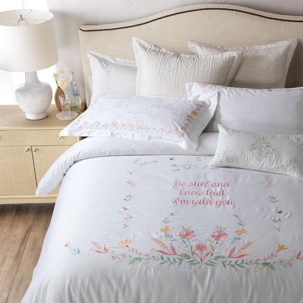 

bedding sets embroidery set 100% long-staple cotton duvet  pillowcase size 8pcs king bed sheet cover cushion
