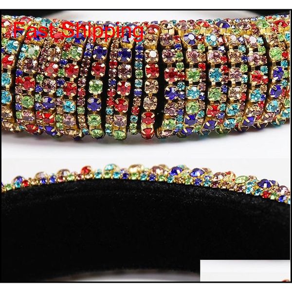 

rainbow rhinestone padded headbands for women girls luxury thick full diamond sponge hairbands women crystal hair acce jllyty otsweet, Silver