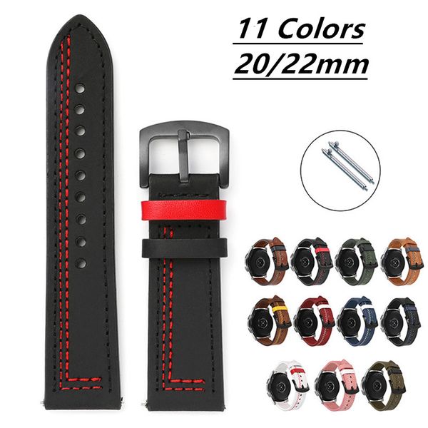 20 мм 22 мм кожаный ремешок для Samsung Galaxy Watch 3 41 мм 46 мм Gear S3 для Huawei Watch Band GT3 GT2 PRO для Amazfit Bip Breast Reseg Garmin Venu 2 Plus SQ