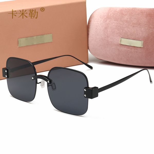 

new rimless women's color film square fashion sunglasses driving 0100 kml-designer, White;black