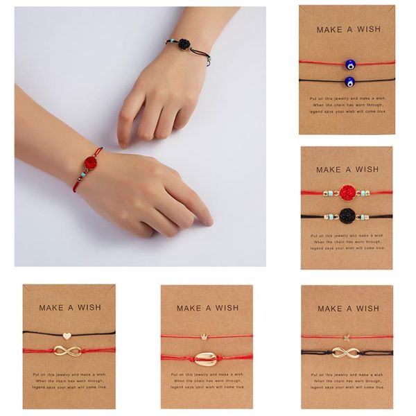 

rinhoo 2pcs simple geometric pendant bracelet natural stone rope chain bracelet with cardboard fashion jewelry for women me, Golden;silver