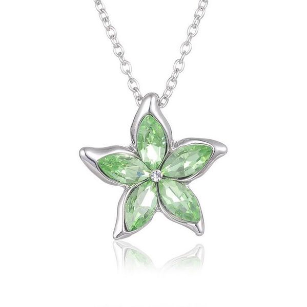 

ladies five leaf flower austrian crystal short necklace dmfn105 (with chain) mix order pendant necklaces, Silver
