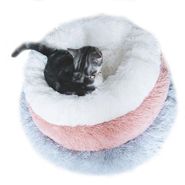 

cat beds & furniture the autumn and winter thick plush round pet nest mat deep sleep litter kennel small medium dog accessories 2021
