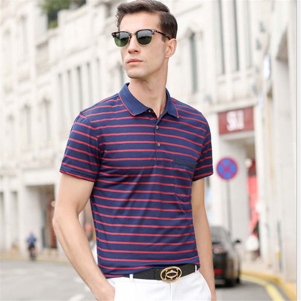 

2020 summer new men's short-sleeved striped thin polo shirt casual middle-aged and elderly dad wear lapel t-shirt size s-2xl, White;black