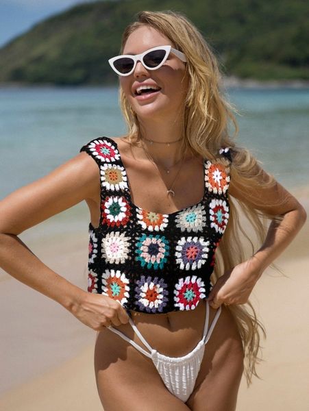 

bikinx floral sweetheart neck cover up without bikini 439h#, White;black