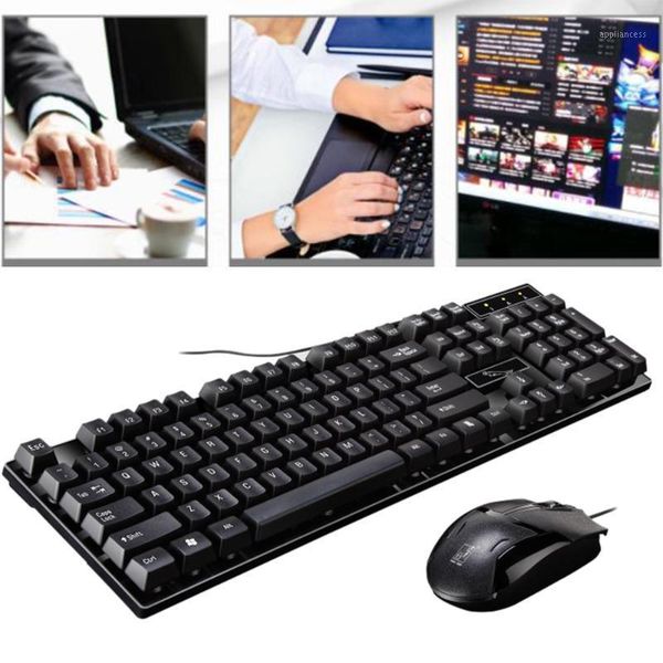

office optical portable keyboard mouse set home ergonomic rainbow backlit universal abs gaming deskcombo colorful wired1