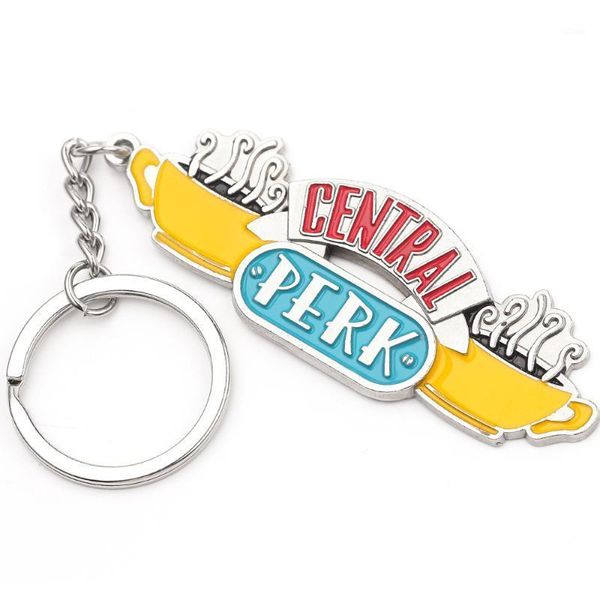 

fashion american tv show friends keychain central perk coffee time key chain for friend car keyring llavero jewelry gift1, Silver