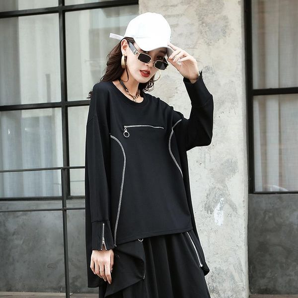 

women's t-shirt irregular for autumn round neck a497, White