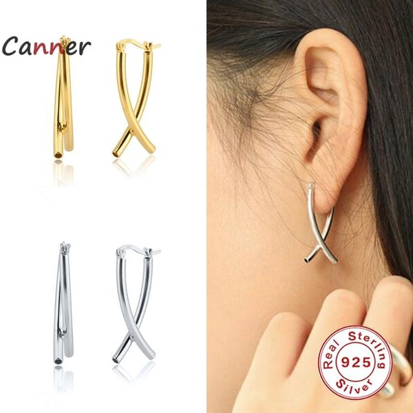

stud canner cz ear studs earrings for women s925 sterling silver earring big x-shape piercing fine jewelry gifts pendientes, Golden;silver