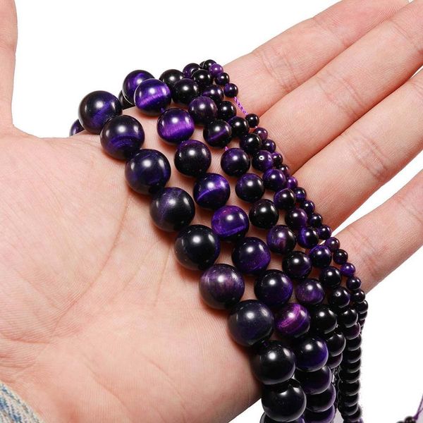 

1strand lot 4 6 8 10 12mm aaa natural stone purple tiger eye agat round beads loose spacer bead for jewelry making h jllscx