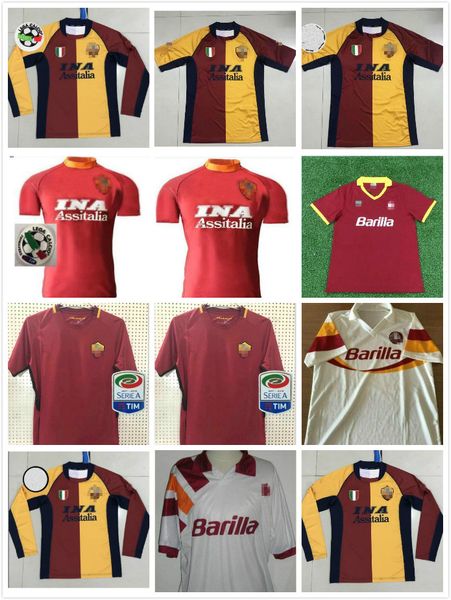 

2000 2001 2002 retro soccer jersey 00 01 totti batistuta candela montella classic commemorate collection maglia da calcio, Black;yellow
