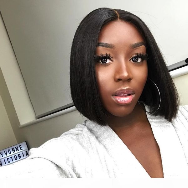 

indian hair straight short bob wig 8-14inch straight human hair wigs brazilian virgin human hair lace front wigs swiss lace frontal wig, Black;brown