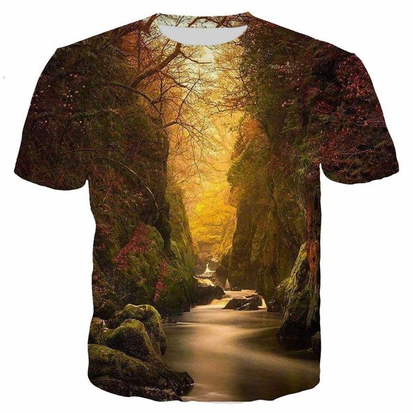 

new cool sunrise sunset mountain view 3d print shirts aesthetic harajuku horror men clothing