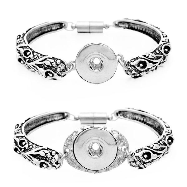

1шт металл оснастка ювелирных изделий привязать banglesbracelets fit 18мм 20мм кнопки вырежет цветы магнитной трубка бар застежка yze031, Black