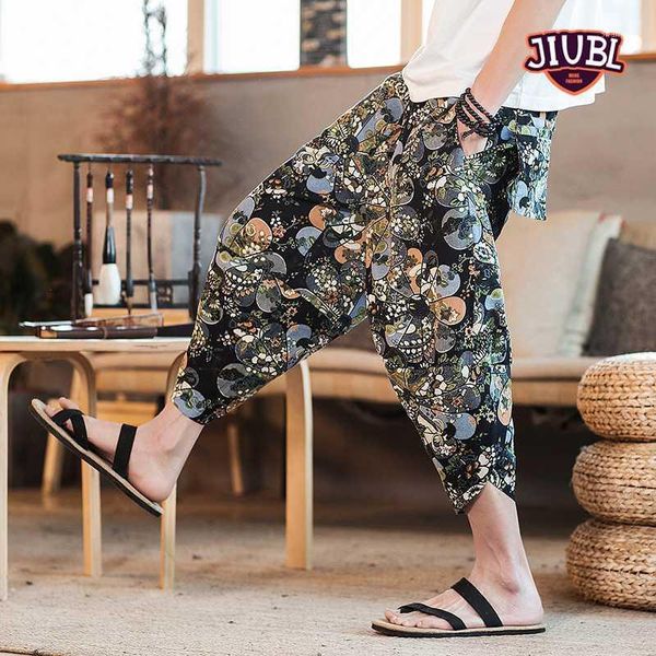 

jiubl baggy cotton linen harem pants men hip-hop women plus size wide leg trousers casual vintage long pants pantalones hombre1, Black