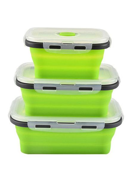 

силиконовый складной bento box складная портативный lunch box контейнеры для пищевых продуктов для детей взрослых кемпинг прямоугольник откр