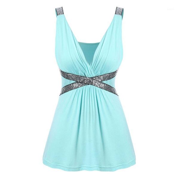 

rosegal plus size plunging neck sequined tank sleeveless high waist women tanks casual a-line party clothes1, White