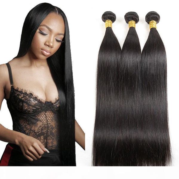 

brazilian straight bundles 1 pc lot hair extensions natural black malaysian indian peruvian kinky straight weave raw virgin hair