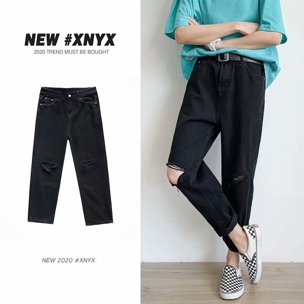 

15fwc men's straight and loose with holesins fashion brandkorean versionall kinds of fashionsruffianshuainet jeans and zp83f jeans redb, Blue