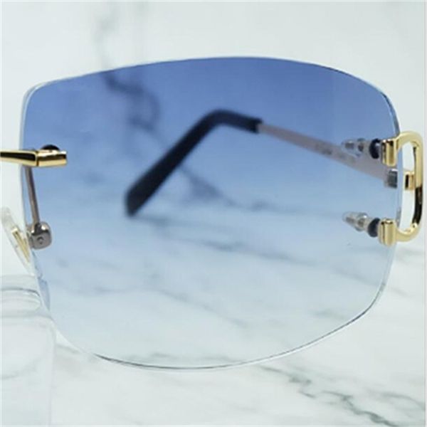 

2021 new big men luxury trendy sun glasses mens accessories women shades eyewear rimless pink blue sunglasses lz68, White;black