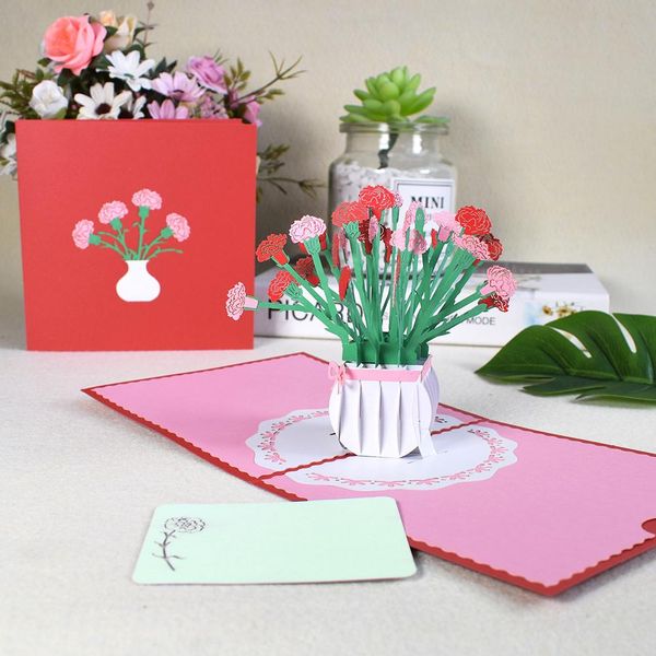 

10 pack wholesale 3d carnation pop up flowers card for mothers thanksgiving day anniversary birthday gift valentines day yxlasr xhhair