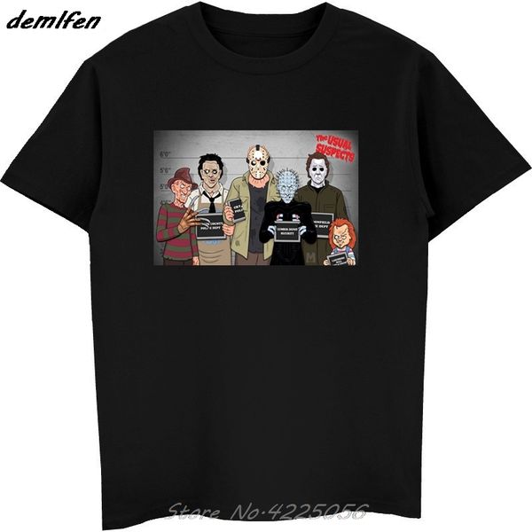 

usual suspects horror movie film leatherface halloween myers cartoon print men short sleeve cool hoodie designers t shirts sweatshirt