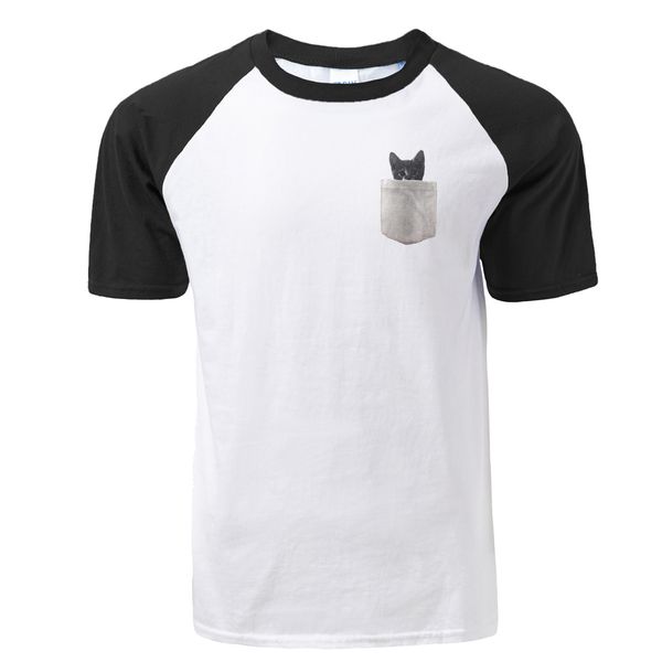 

sport 2019 summer funny cat in pocket design t shirt men's cute pattern printed novelty t-shirt men fashion short sleeves tshirt