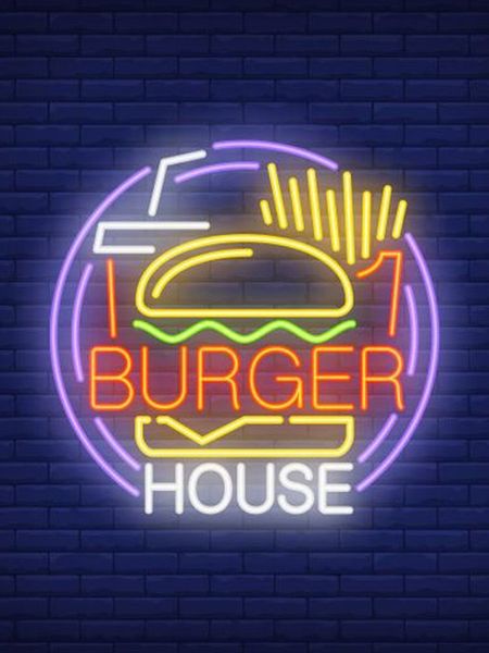 

неоновый знак для burger house стекла пробки животных коммерческого клуба лампа resterant свет рекламировать еду магазин impact привлечь све