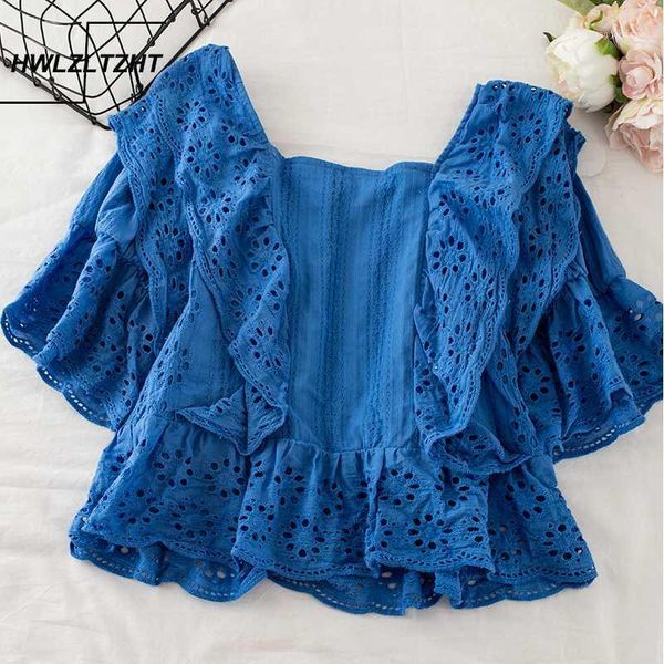 

women's blouses & shirts hwlzltzht summer lady shirt hollow out women blouse korean style women's cotton fashion chiffon blouses1, White