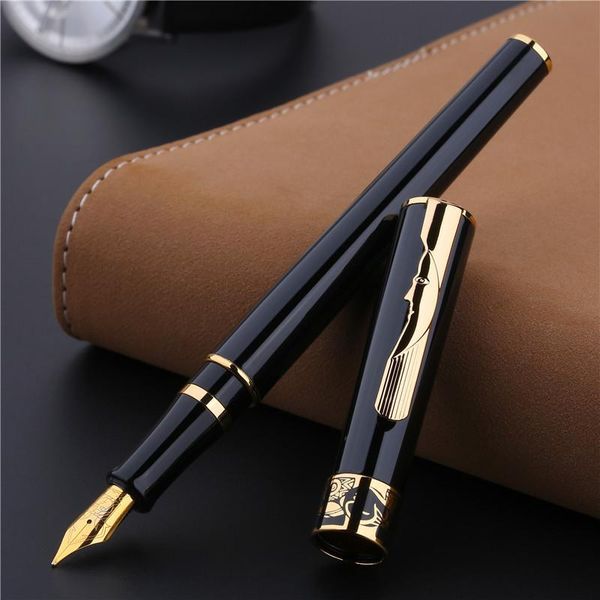 

picasso 900 black white face art fountain pen metal case f nib unique clip gift ink pens gift box for choose
