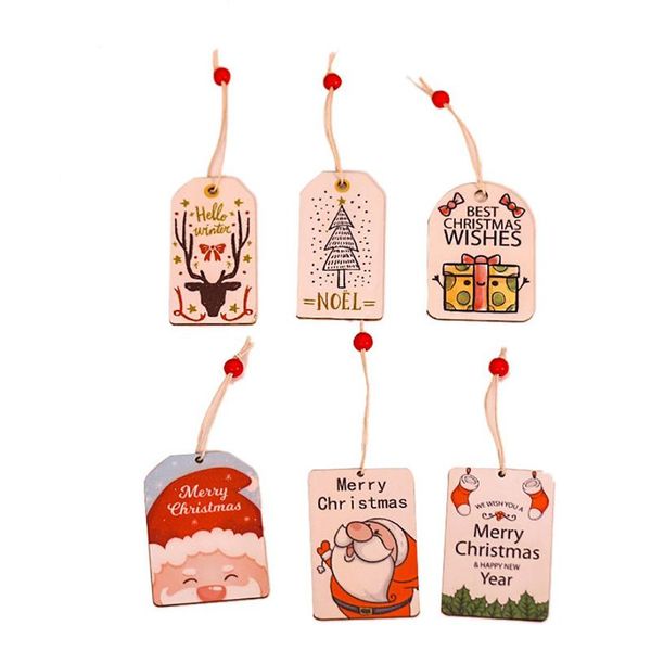 

2pcs christmas wooden sign label pendants ornaments for new year gift decoration