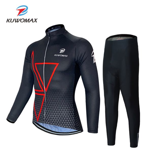 

kuwomax long sleeve pro cycling jerseys set 2020 new maillot ciclismo mtb bike wear clothes outdoor cycling clothing men. c0123, Gray