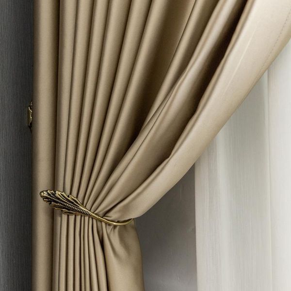 

europe gold silk blackout curtains for living room luxury solid thick curtain window treatment for bedroom kitchen blinds
