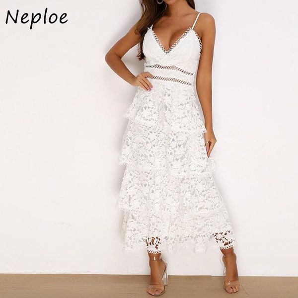 

casual dresses neploe camis v-neck party banquet femme vestidos 2021 solid color lace patchwork dress cascading ruffle zip women, Black;gray