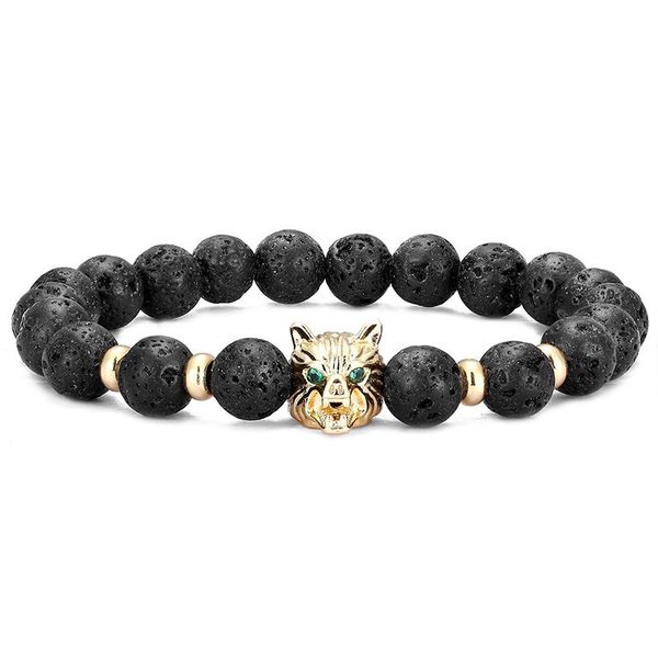 

мода очарование зиркона волка голова 8 мм лавы рок браслет натуральный лава рок браслет из бисера мужские и женские ювелирные изделия sqcmy