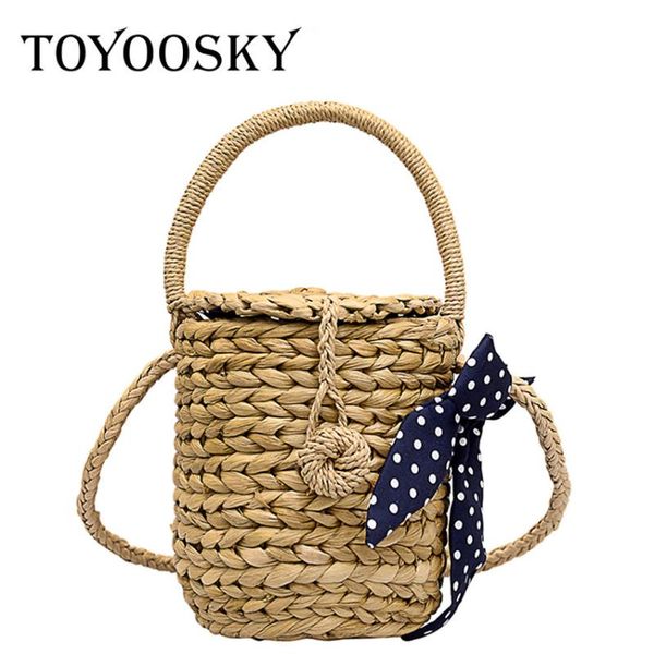 

toyoosky bow beach resort сумка сплетенная ручной моды bucket shaped мешок плеча соломы totes женщины ремень lady crossbody сумки