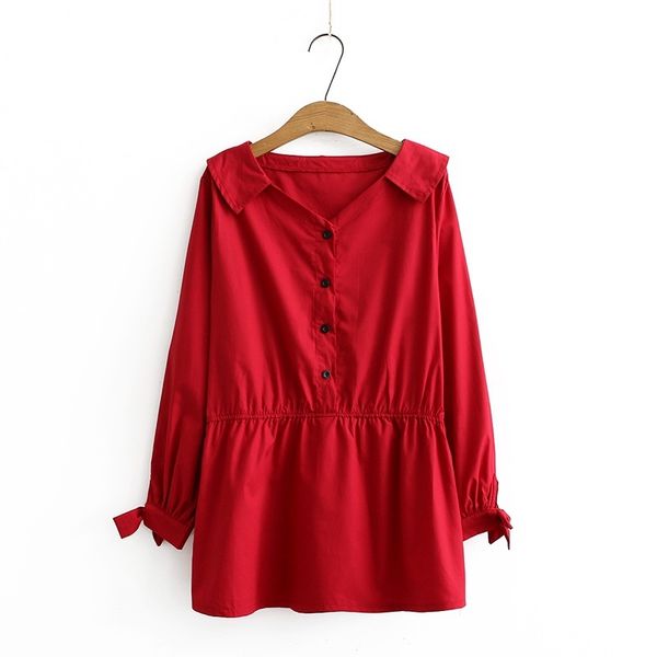 

xl-4xl plus size red female black blouse solid ol'blouses workwear l7zs, White