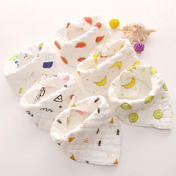 

10layer muslin baby bibs 100% natural cotton soft baberos bebe animal bandana infant smock burp cloth feeding saliva drool towel