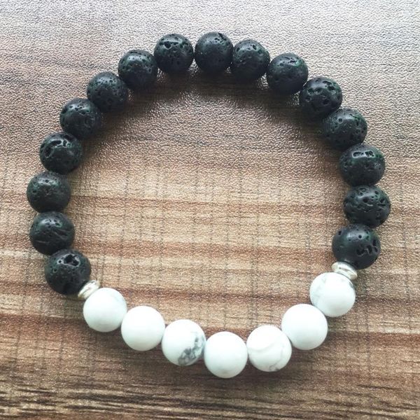 

fashion bracelet for men and women lava stone white howlite bracelet healing jewelry intention bracelets yoga prayer bracelets m1, Golden;silver